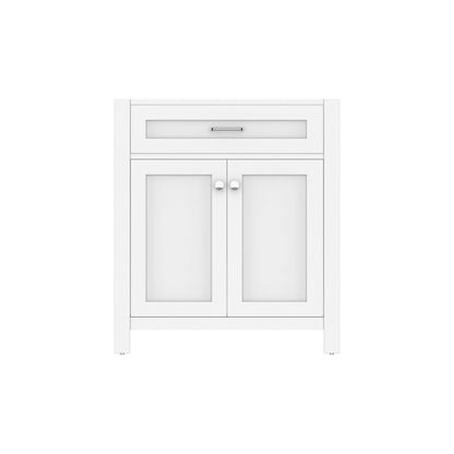 Alya Bath Norwalk 30" Single White Freestanding Bathroom Vanity with Brushed Nickel Edge Handles - HE-101-30-W - Backyard Provider