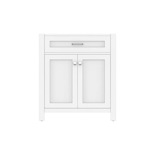 Alya Bath Norwalk 30" Single White Freestanding Bathroom Vanity with Brushed Nickel Edge Handles - HE-101-30-W - Backyard Provider