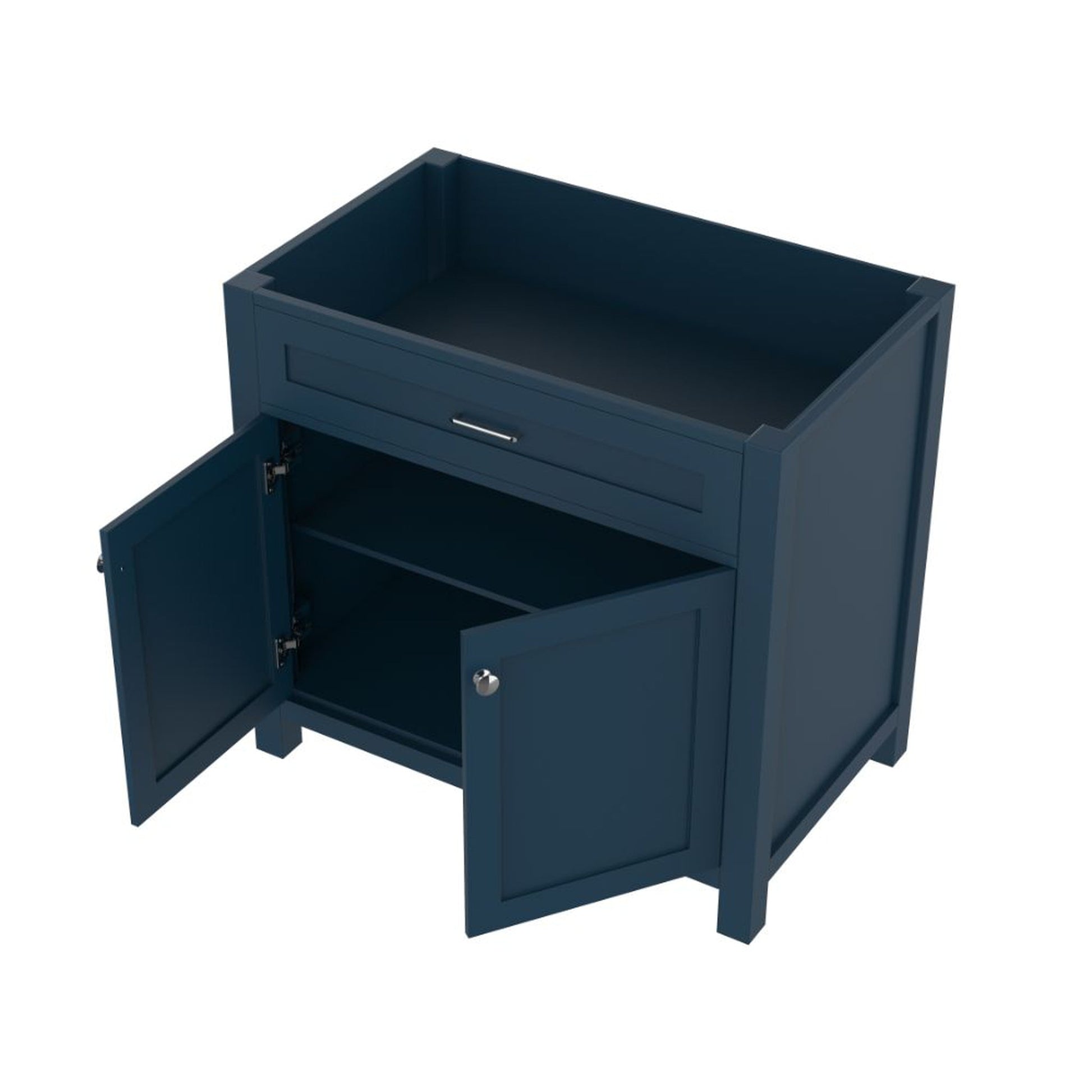 Alya Bath Norwalk 36" Single Blue Freestanding Bathroom Vanity With Brushed Nickel Edge Handles - HE-101-36-B - Backyard Provider