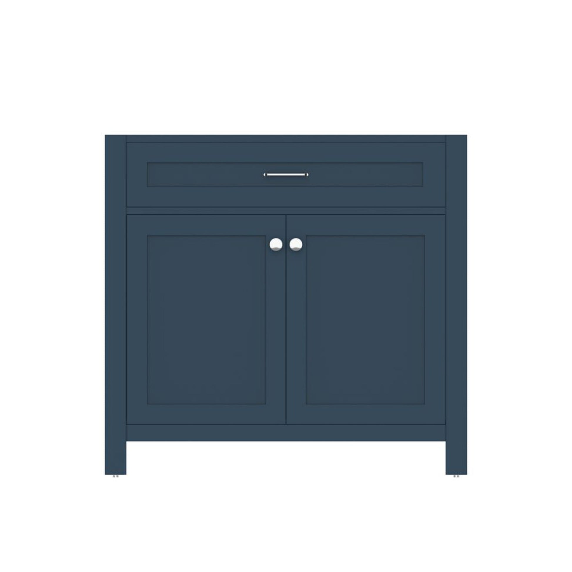 Alya Bath Norwalk 36" Single Blue Freestanding Bathroom Vanity With Brushed Nickel Edge Handles - HE-101-36-B - Backyard Provider