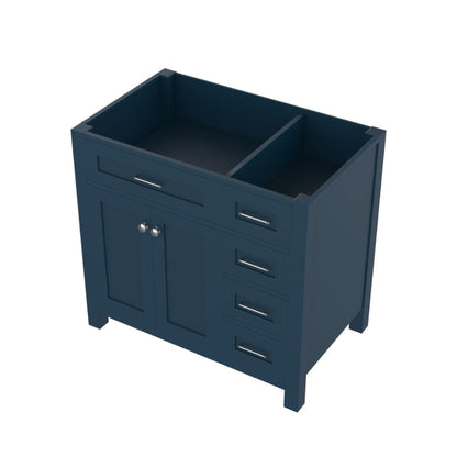 Alya Bath Norwalk  36" Single Blue Freestanding Bathroom Vanity with Drawer and Brushed Nickel Edge Handles - HE-101-36-DR-B - Backyard Provider