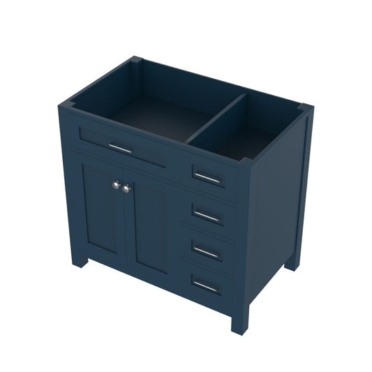 Alya Bath Norwalk  36" Single Blue Freestanding Bathroom Vanity with Drawer and Brushed Nickel Edge Handles - HE-101-36-DR-B - Backyard Provider