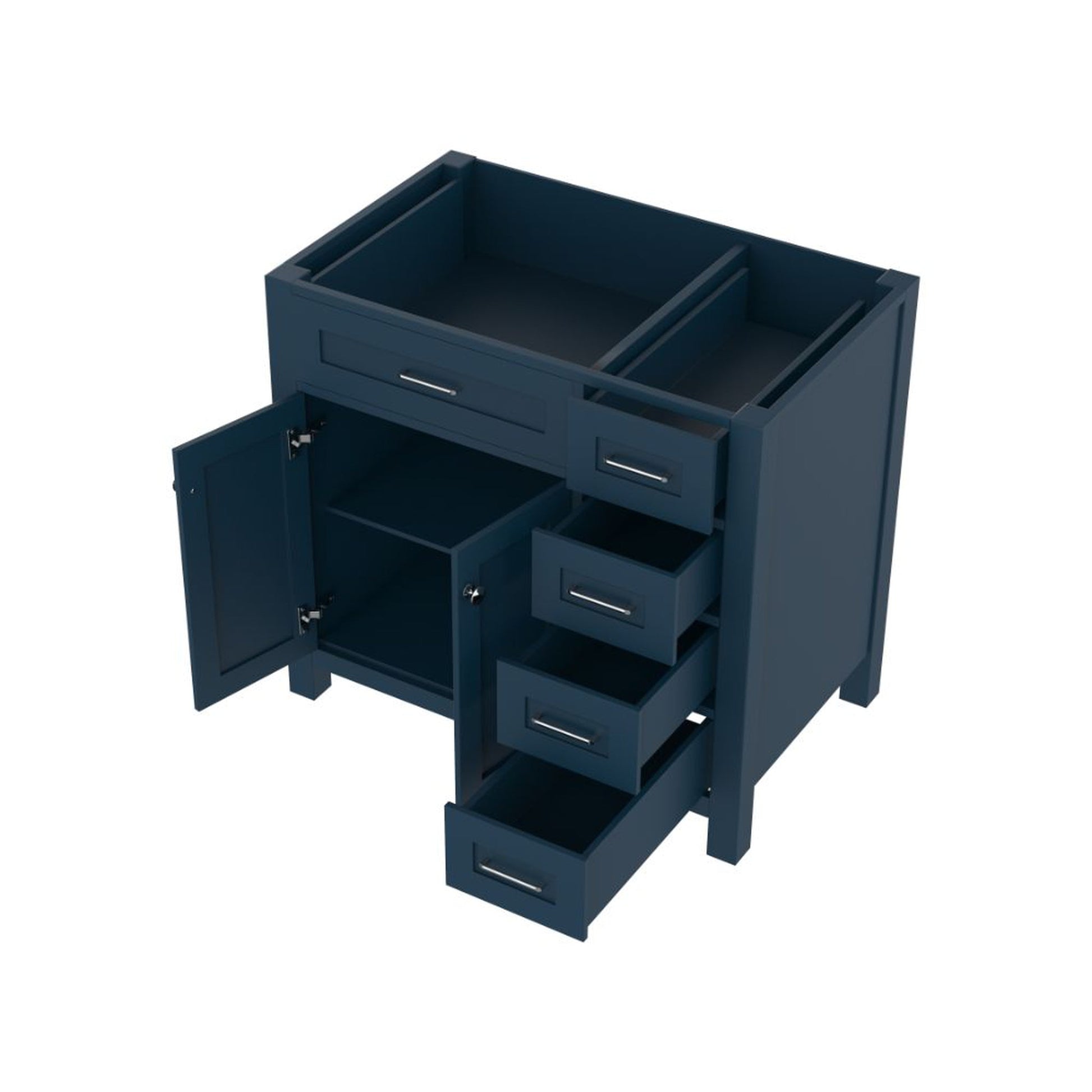 Alya Bath Norwalk  36" Single Blue Freestanding Bathroom Vanity with Drawer and Brushed Nickel Edge Handles - HE-101-36-DR-B - Backyard Provider