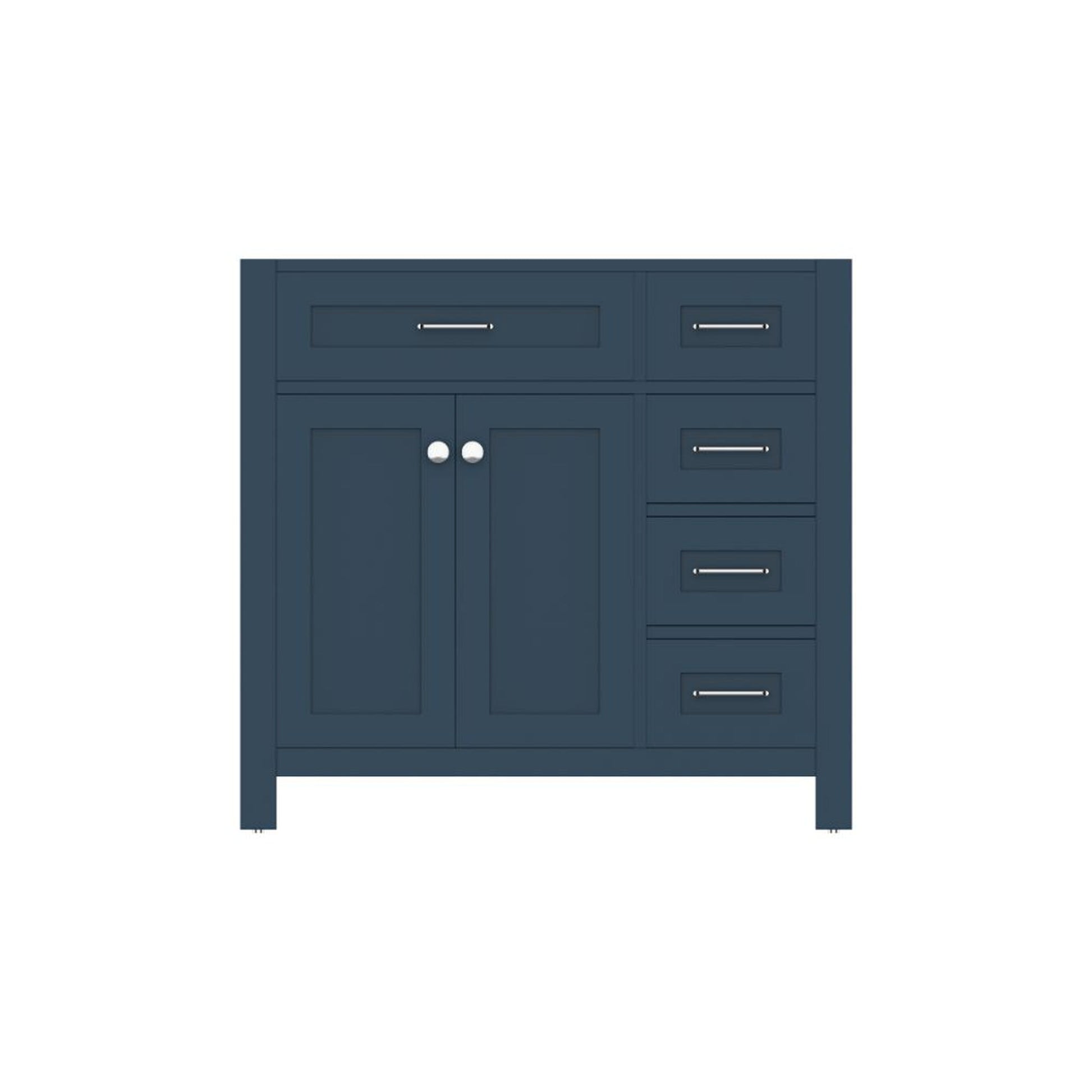 Alya Bath Norwalk  36" Single Blue Freestanding Bathroom Vanity with Drawer and Brushed Nickel Edge Handles - HE-101-36-DR-B - Backyard Provider