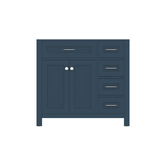 Alya Bath Norwalk  36" Single Blue Freestanding Bathroom Vanity with Drawer and Brushed Nickel Edge Handles - HE-101-36-DR-B - Backyard Provider