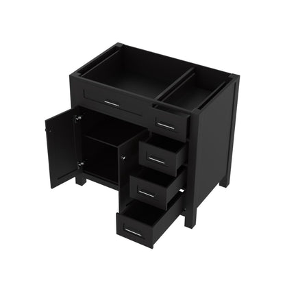 Alya Bath Norwalk  36" Single Espresso Freestanding Bathroom Vanity with Drawer and Brushed Nickel Edge Handles - HE-101-36-DR-E - Backyard Provider