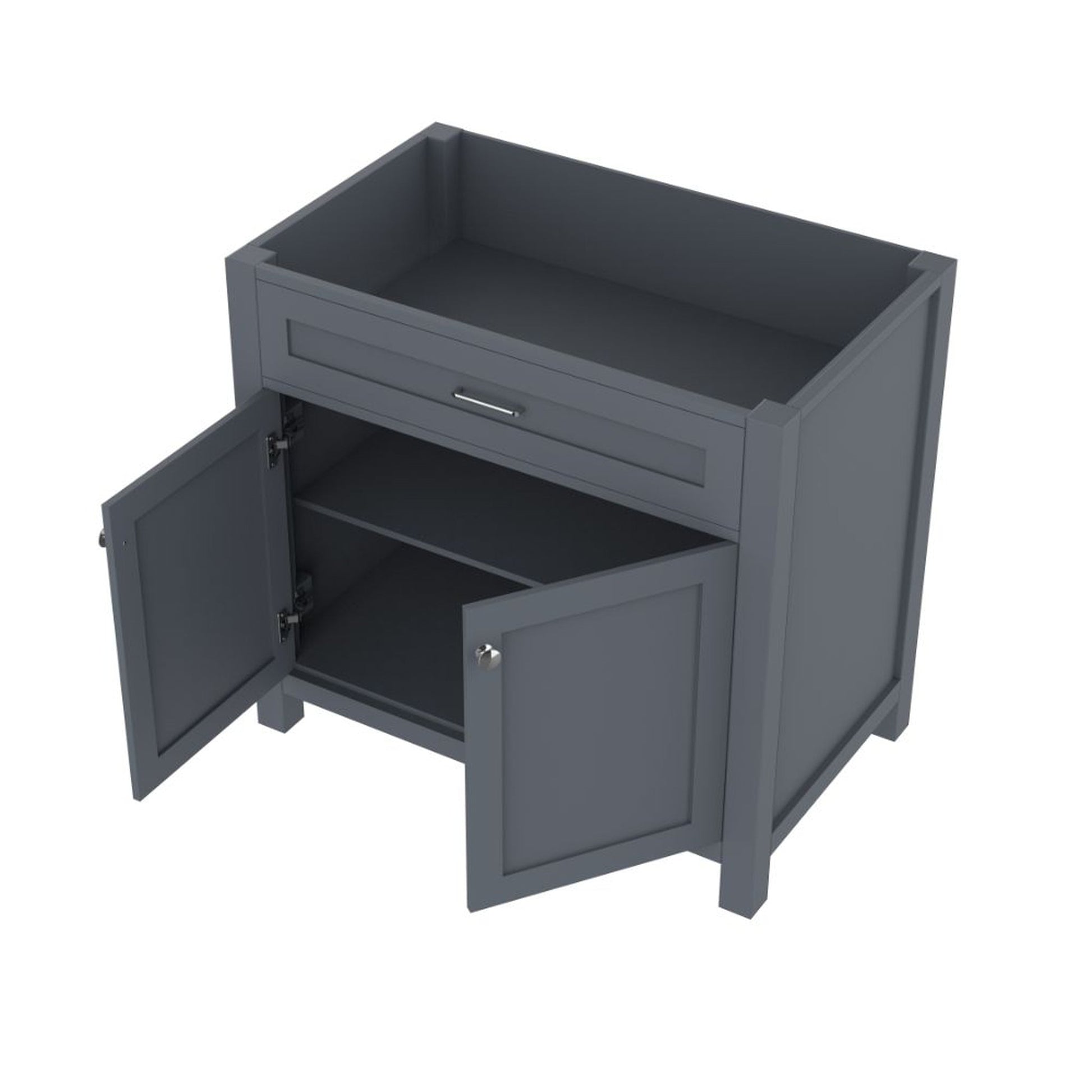 Alya Bath Norwalk 36" Single Gray Freestanding Bathroom Vanity With Brushed Nickel Edge Handles - HE-101-36-G - Backyard Provider