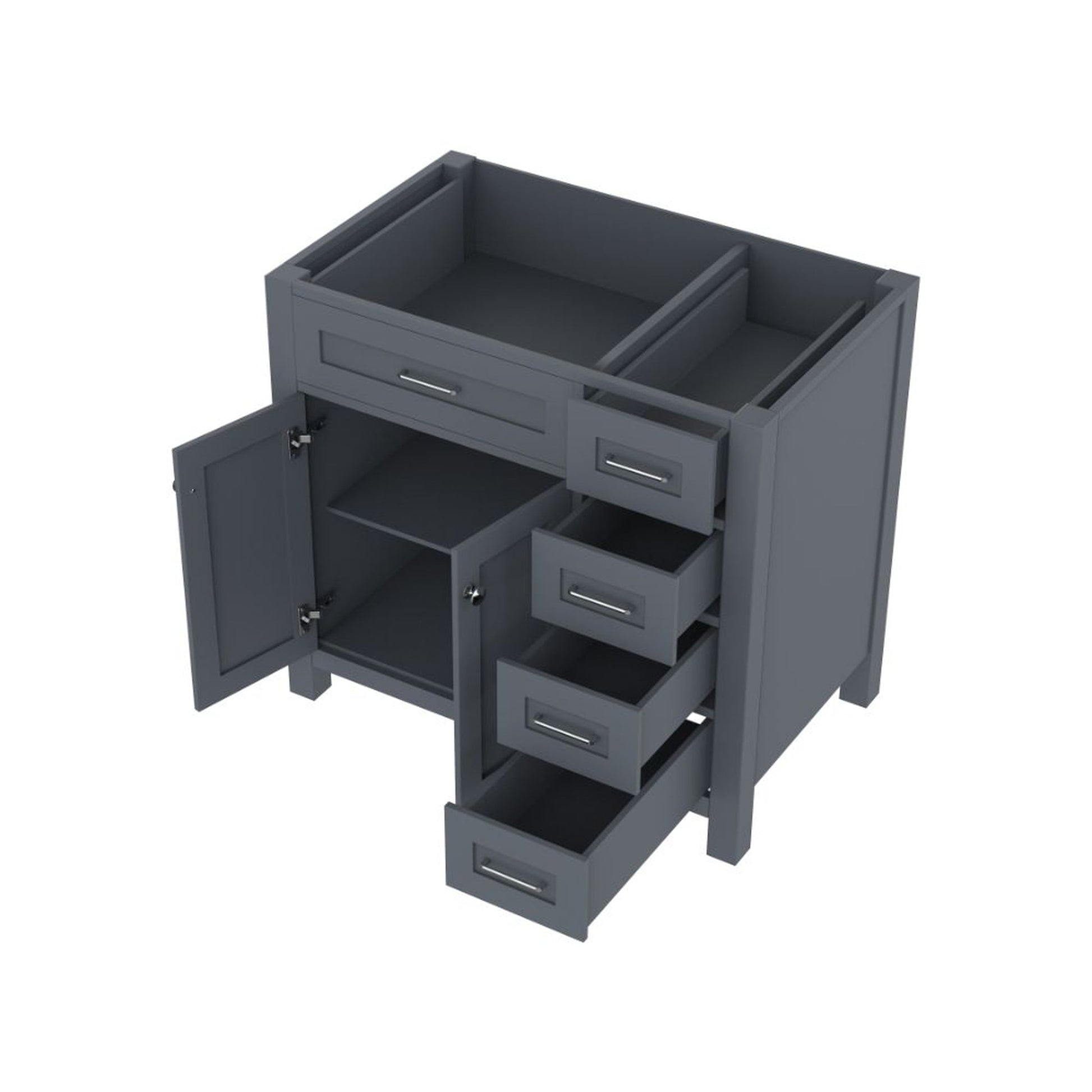 Alya Bath Norwalk  36" Single Gray Freestanding Bathroom Vanity with Drawer and Brushed Nickel Edge Handles - HE-101-36-DR-G - Backyard Provider