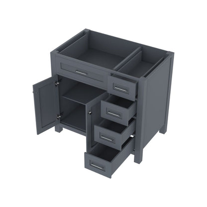 Alya Bath Norwalk  36" Single Gray Freestanding Bathroom Vanity with Drawer and Brushed Nickel Edge Handles - HE-101-36-DR-G - Backyard Provider