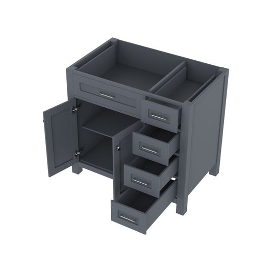 Alya Bath Norwalk  36" Single Gray Freestanding Bathroom Vanity with Drawer and Brushed Nickel Edge Handles - HE-101-36-DR-G - Backyard Provider