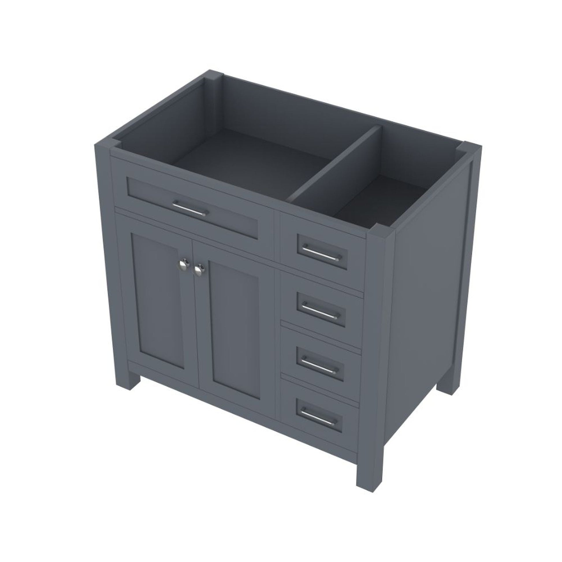 Alya Bath Norwalk  36" Single Gray Freestanding Bathroom Vanity with Drawer and Brushed Nickel Edge Handles - HE-101-36-DR-G - Backyard Provider