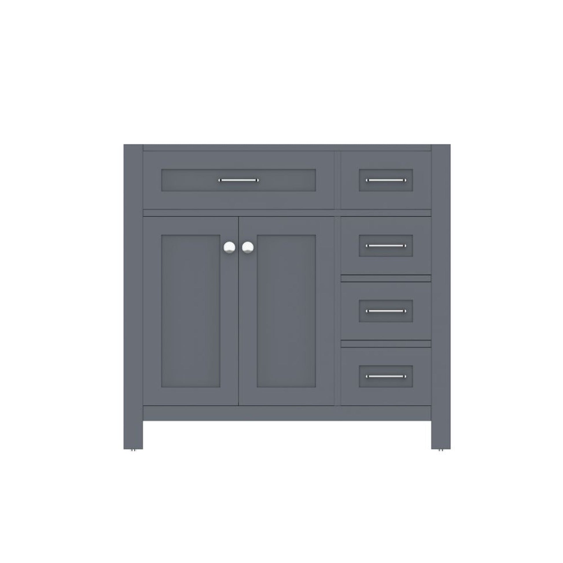 Alya Bath Norwalk  36" Single Gray Freestanding Bathroom Vanity with Drawer and Brushed Nickel Edge Handles - HE-101-36-DR-G - Backyard Provider