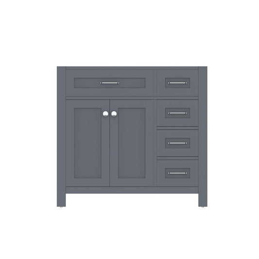 Alya Bath Norwalk  36" Single Gray Freestanding Bathroom Vanity with Drawer and Brushed Nickel Edge Handles - HE-101-36-DR-G - Backyard Provider