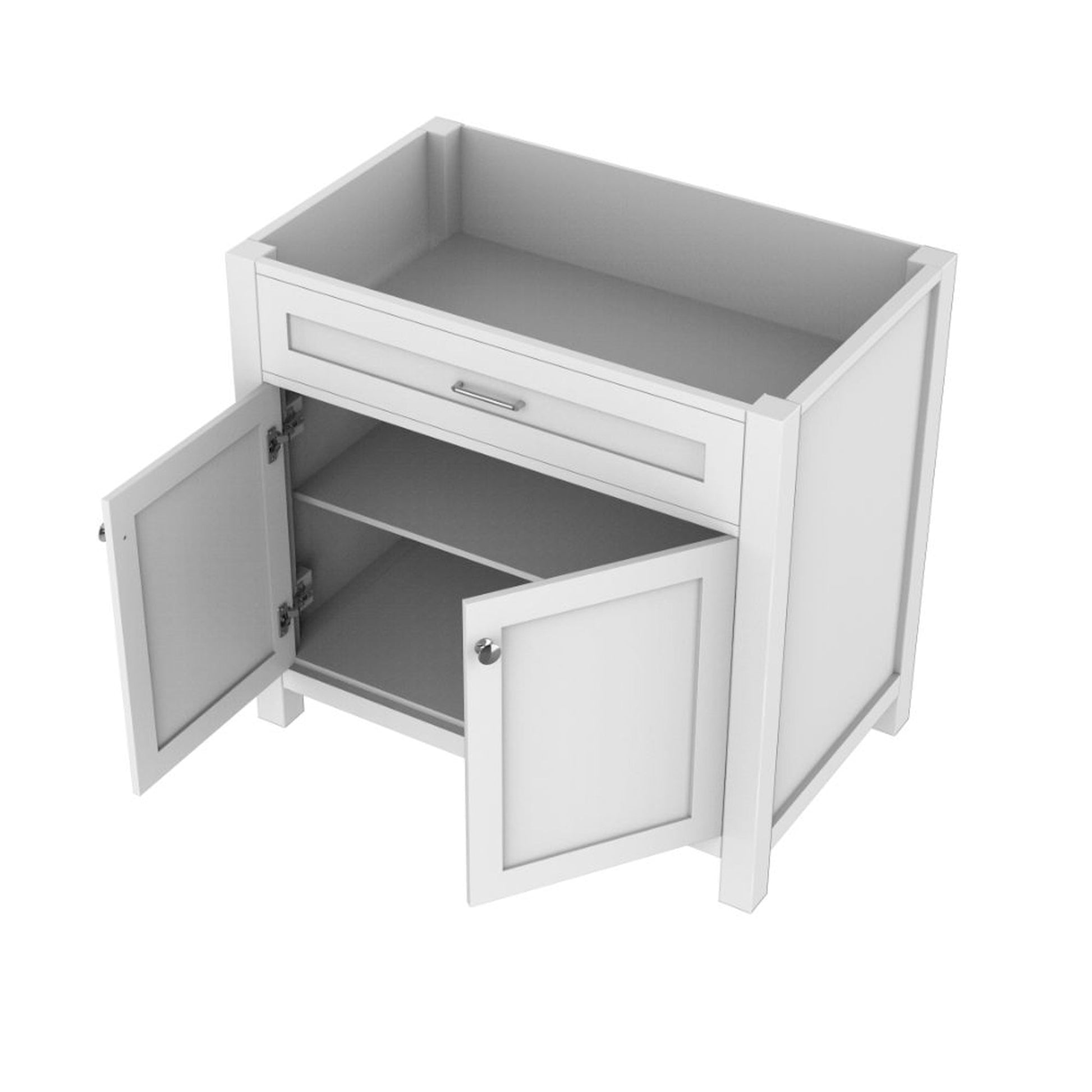 Alya Bath Norwalk 36" Single White Freestanding Bathroom Vanity With Brushed Nickel Edge Handles - HE-101-36-W - Backyard Provider