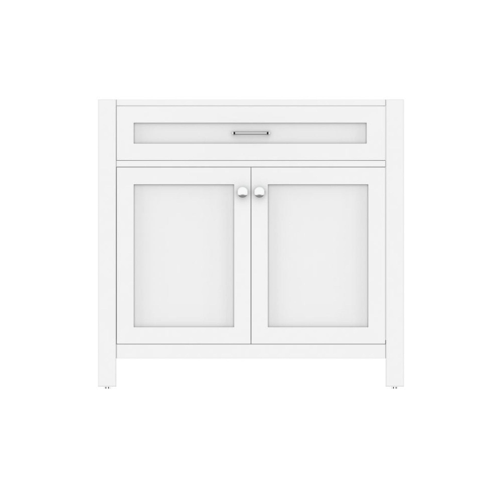 Alya Bath Norwalk 36" Single White Freestanding Bathroom Vanity With Brushed Nickel Edge Handles - HE-101-36-W - Backyard Provider