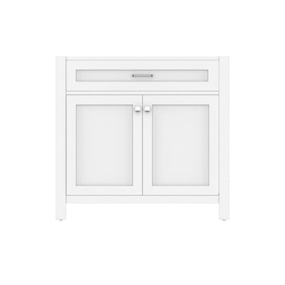 Alya Bath Norwalk 36" Single White Freestanding Bathroom Vanity With Brushed Nickel Edge Handles - HE-101-36-W - Backyard Provider