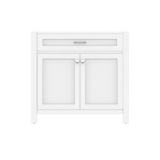 Alya Bath Norwalk 36" Single White Freestanding Bathroom Vanity With Brushed Nickel Edge Handles - HE-101-36-W - Backyard Provider