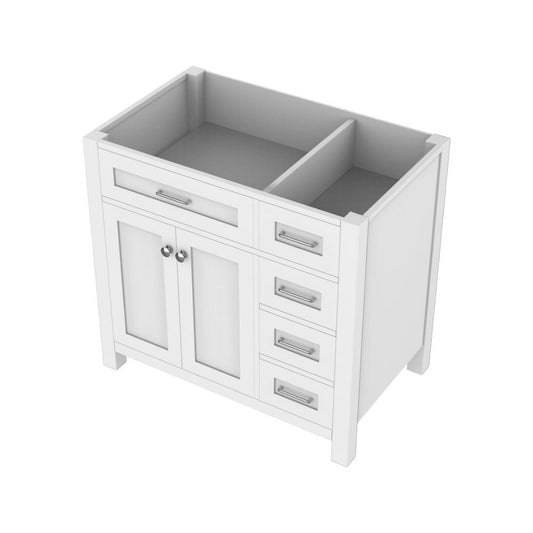 Alya Bath Norwalk  36" Single White Freestanding Bathroom Vanity with Drawer and Brushed Nickel Edge Handles - HE-101-36-DR-W - Backyard Provider