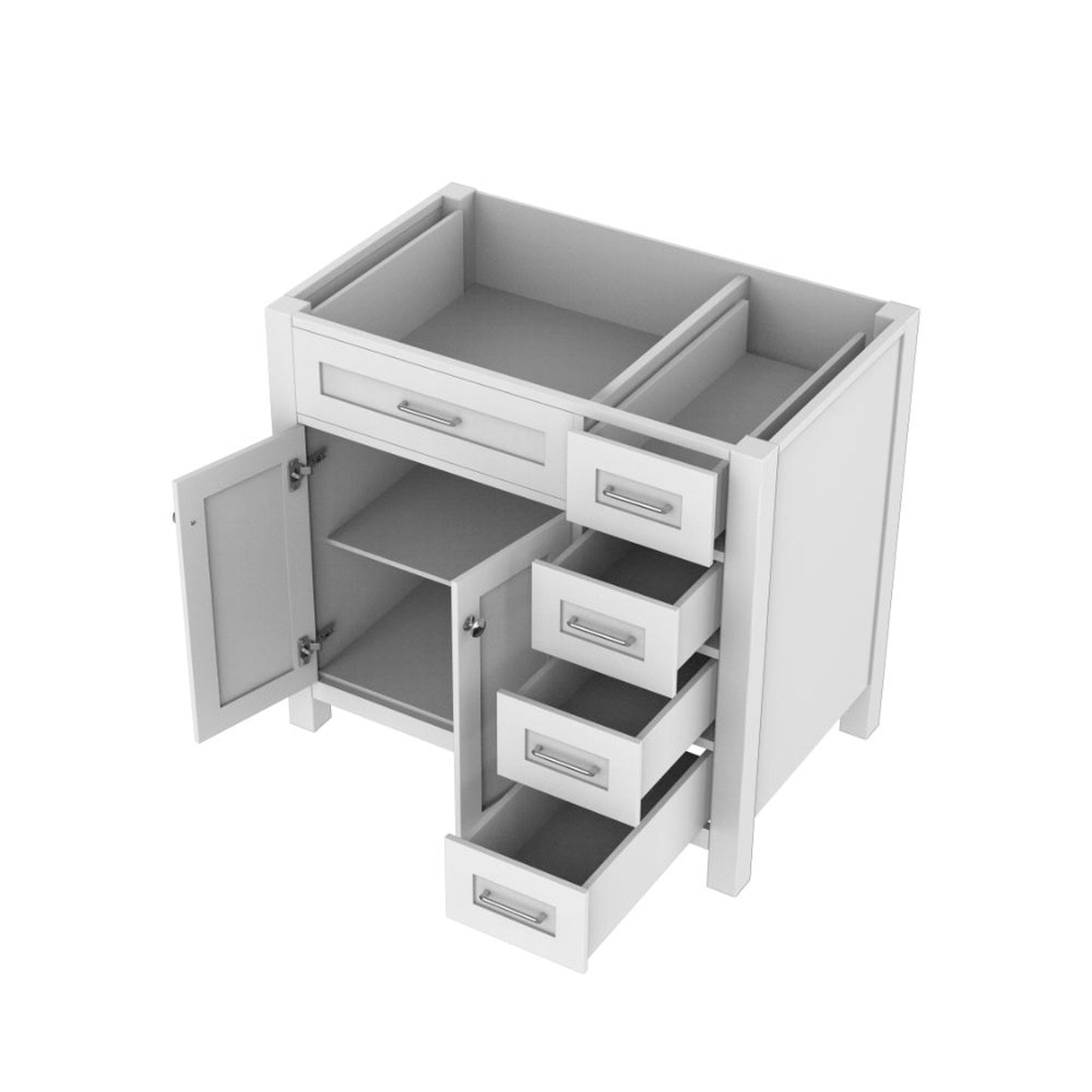 Alya Bath Norwalk  36" Single White Freestanding Bathroom Vanity with Drawer and Brushed Nickel Edge Handles - HE-101-36-DR-W - Backyard Provider