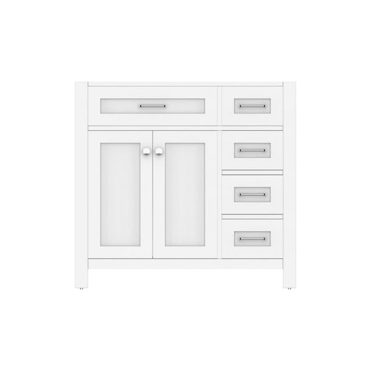 Alya Bath Norwalk  36" Single White Freestanding Bathroom Vanity with Drawer and Brushed Nickel Edge Handles - HE-101-36-DR-W - Backyard Provider