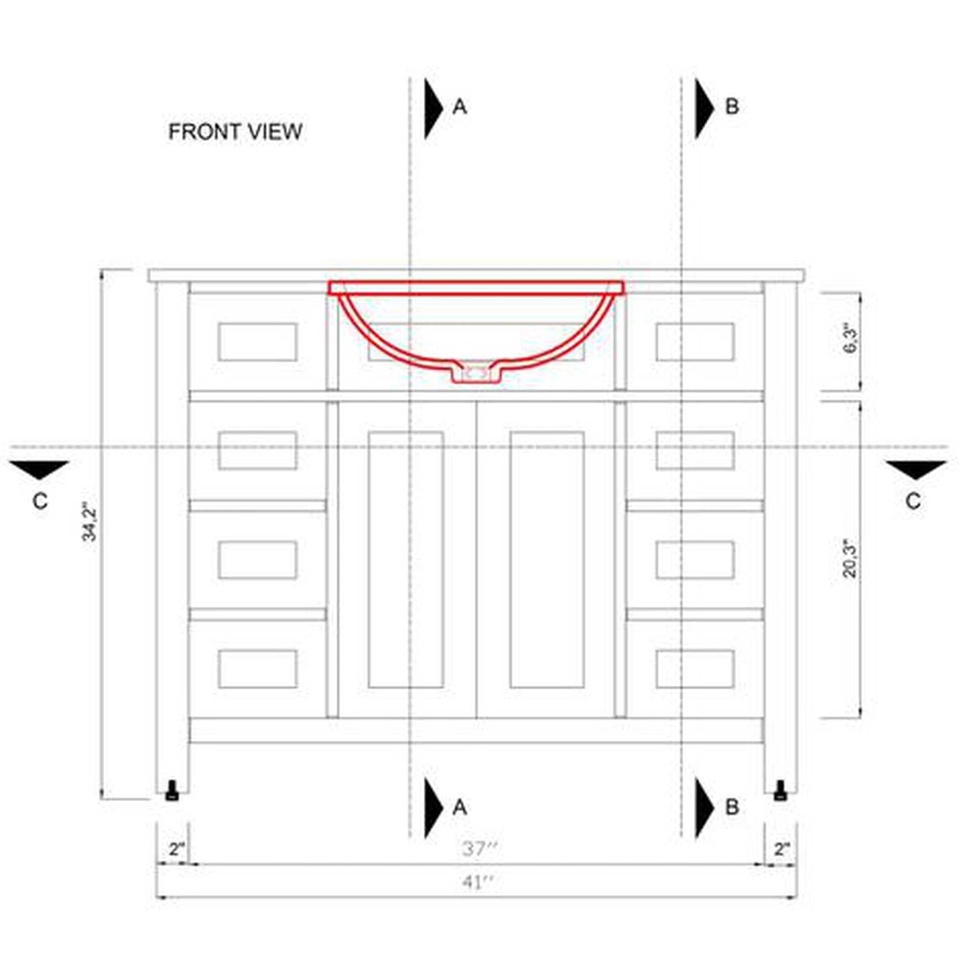 Alya Bath Norwalk 42" Single Espresso Freestanding  Bathroom Vanity With Carrara Marble Top, Ceramic Sink and Wall Mounted Mirror - HE-101-42-E-CWMT + HE-101/102-42-E-M - Backyard Provider