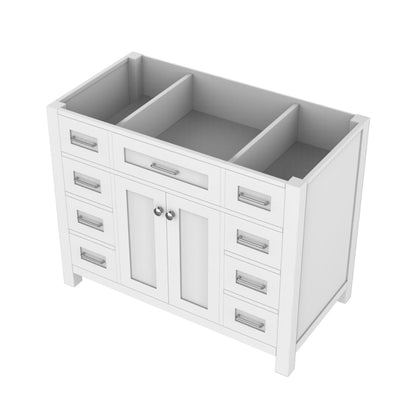 Alya Bath Norwalk 42" Single White Freestanding Bathroom Vanity With Brushed Nickel Edge Handles - HE-101-42-W - Backyard Provider