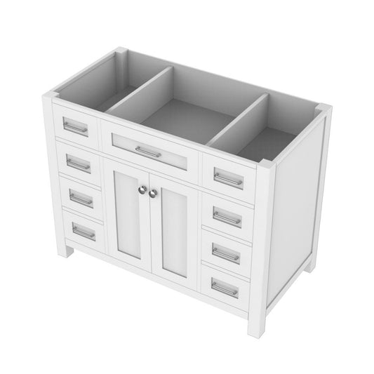 Alya Bath Norwalk 42" Single White Freestanding Bathroom Vanity With Brushed Nickel Edge Handles - HE-101-42-W - Backyard Provider