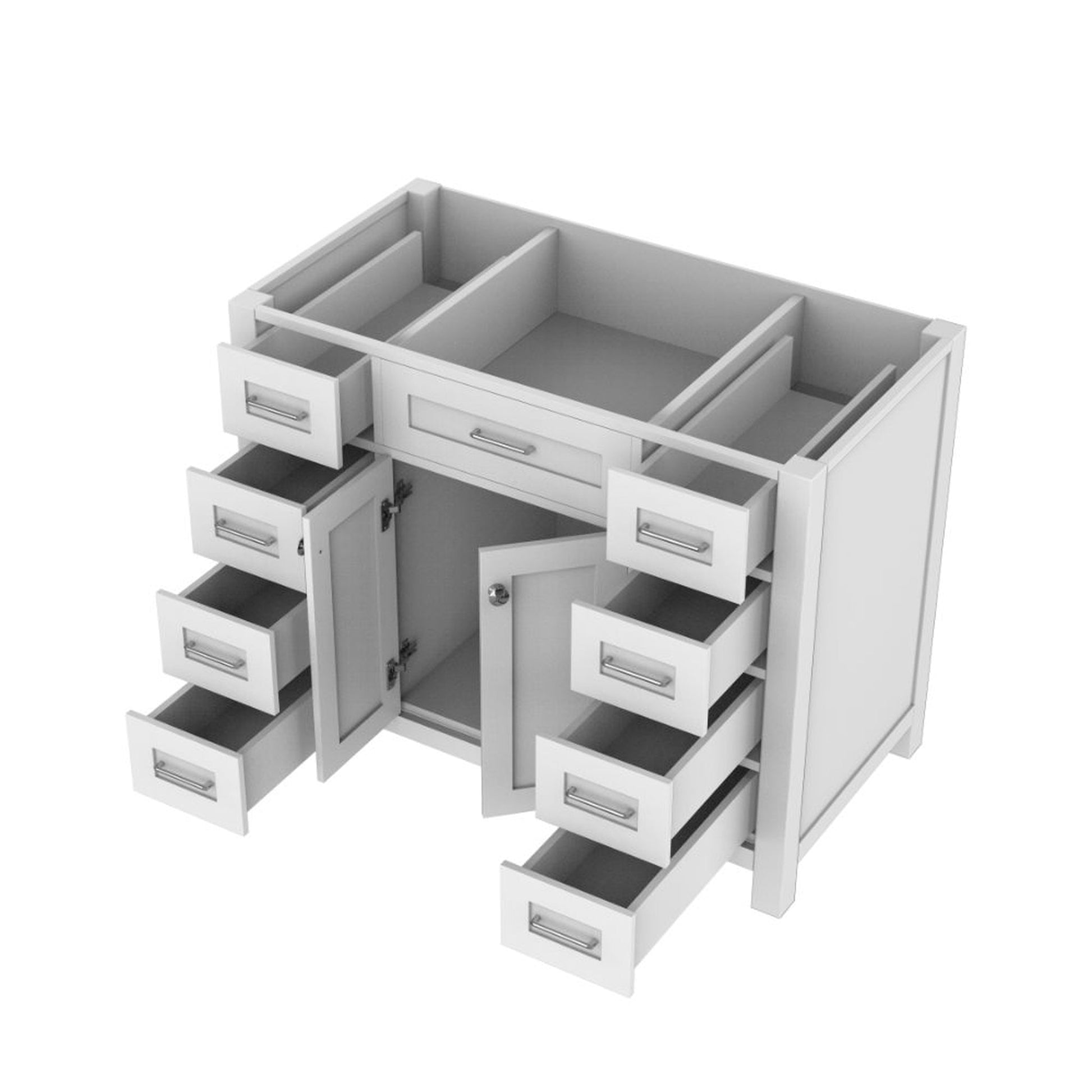 Alya Bath Norwalk 42" Single White Freestanding Bathroom Vanity With Brushed Nickel Edge Handles - HE-101-42-W - Backyard Provider