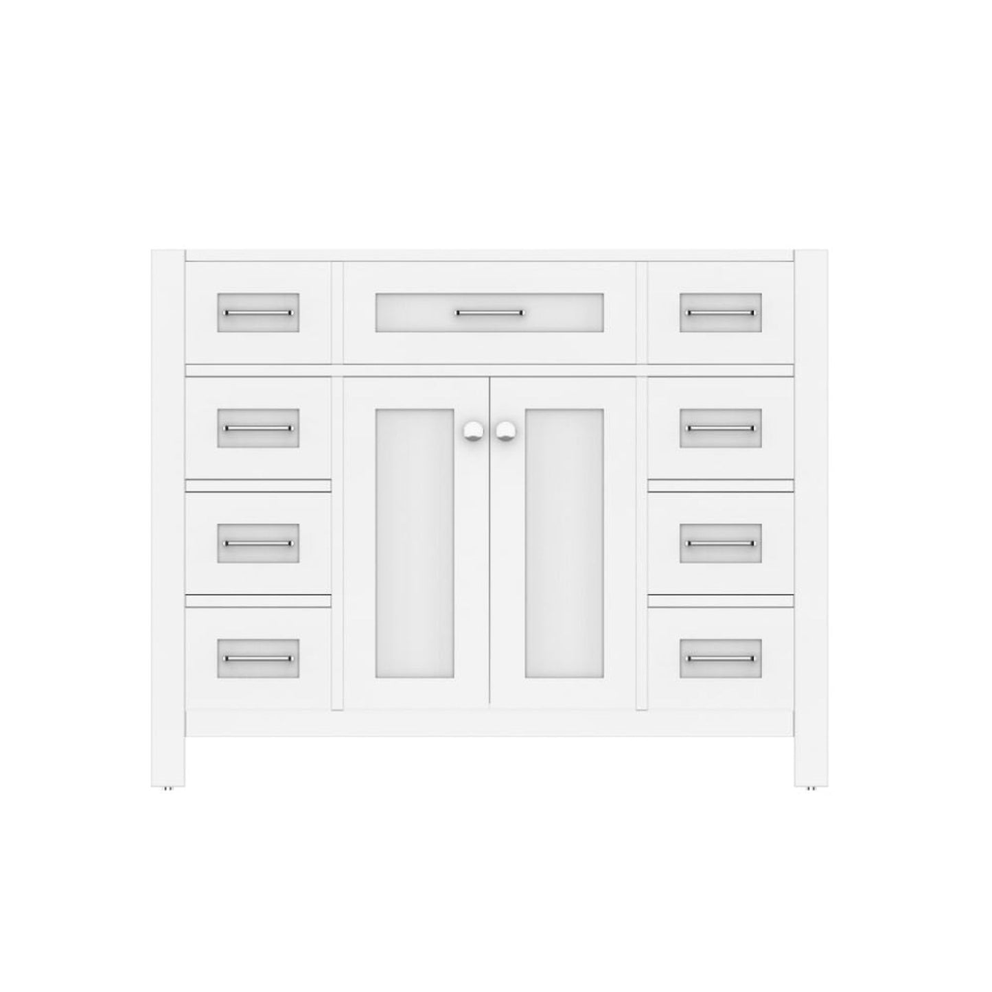 Alya Bath Norwalk 42" Single White Freestanding Bathroom Vanity With Brushed Nickel Edge Handles - HE-101-42-W - Backyard Provider