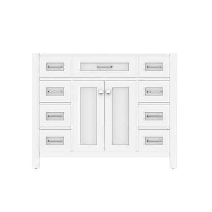 Alya Bath Norwalk 42" Single White Freestanding Bathroom Vanity With Brushed Nickel Edge Handles - HE-101-42-W - Backyard Provider