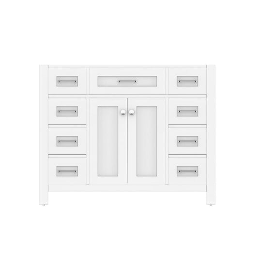 Alya Bath Norwalk 42" Single White Freestanding Bathroom Vanity With Brushed Nickel Edge Handles - HE-101-42-W - Backyard Provider