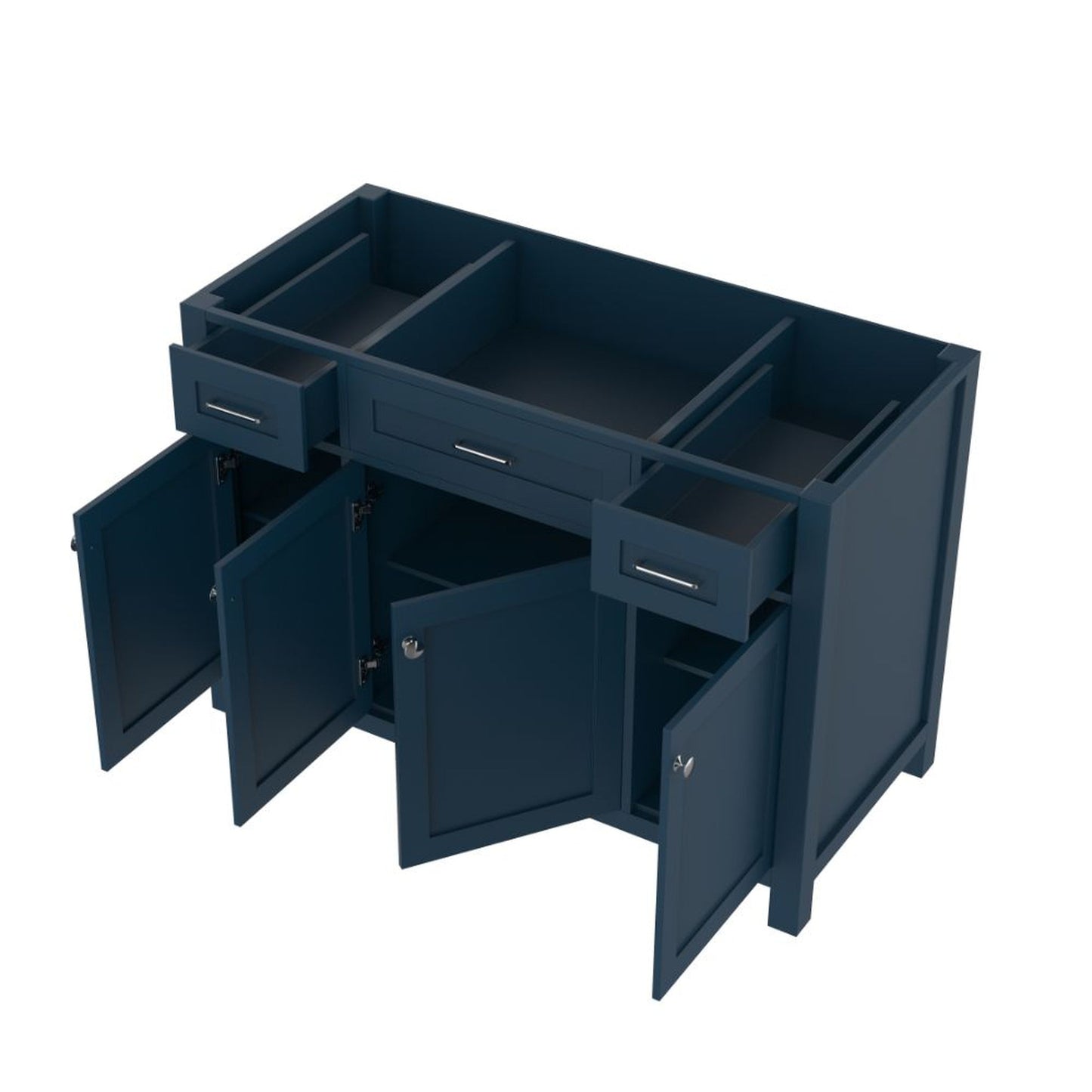 Alya Bath Norwalk 48" Single Blue Freestanding Bathroom Vanity With Brushed Nickel Edge Handles - HE-101-48-B - Backyard Provider
