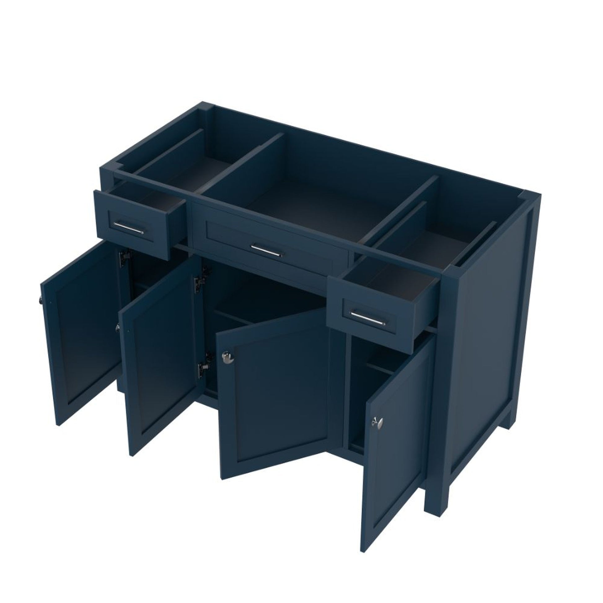 Alya Bath Norwalk 48" Single Blue Freestanding Bathroom Vanity With Brushed Nickel Edge Handles - HE-101-48-B - Backyard Provider