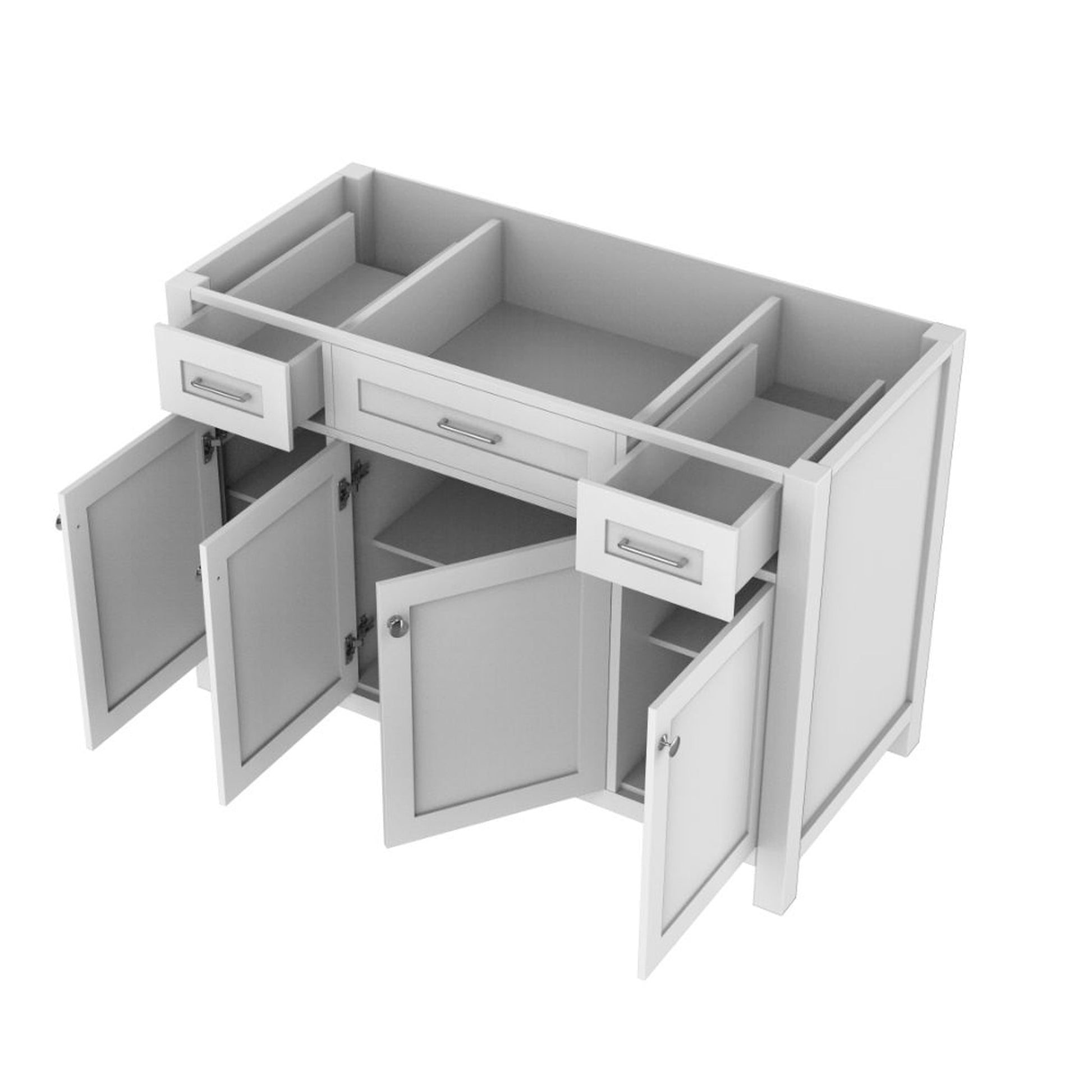 Alya Bath Norwalk 48" Single White Freestanding Bathroom Vanity With Brushed Nickel Edge Handles - HE-101-48-W - Backyard Provider