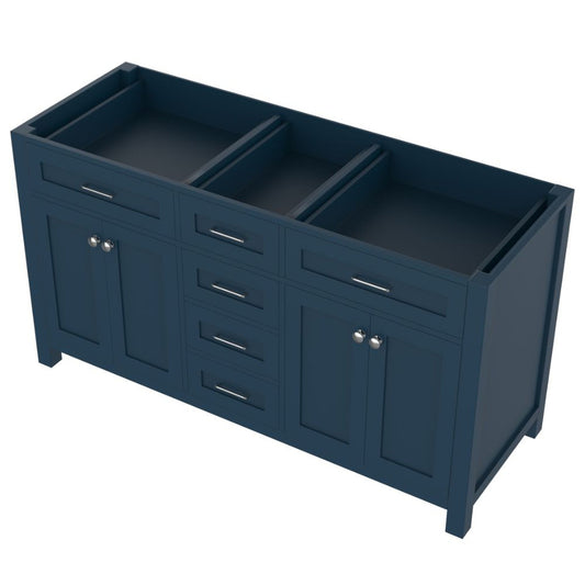 Alya Bath Norwalk 60" Double Blue Freestanding  Bathroom Vanity  With Brushed Nickel Edge Handles - HE-101-60D-B - Backyard Provider