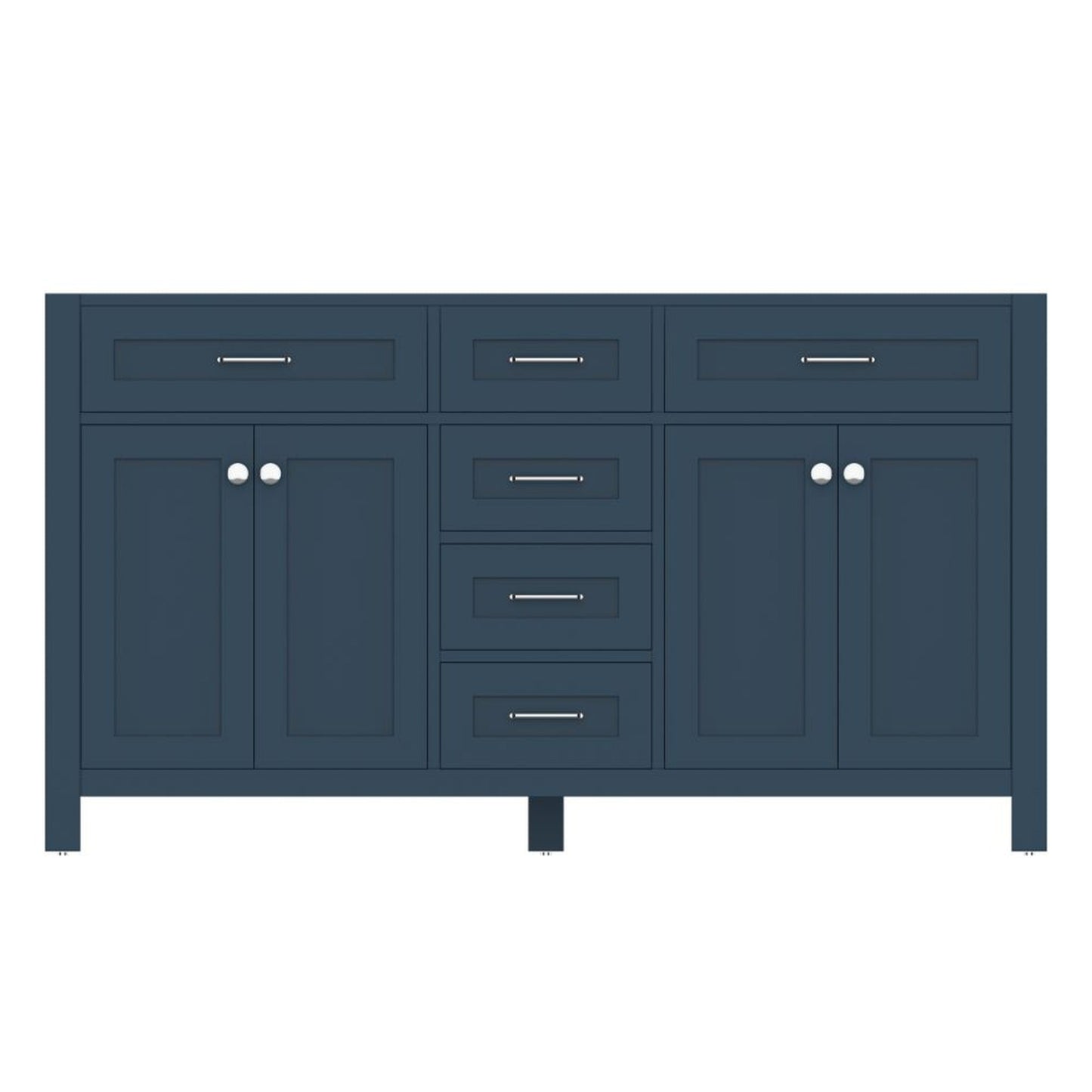 Alya Bath Norwalk 60" Double Blue Freestanding  Bathroom Vanity  With Brushed Nickel Edge Handles - HE-101-60D-B - Backyard Provider