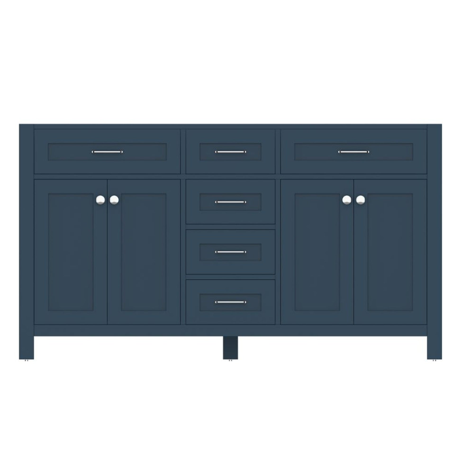 Alya Bath Norwalk 60" Double Blue Freestanding  Bathroom Vanity  With Brushed Nickel Edge Handles - HE-101-60D-B - Backyard Provider