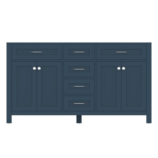 Alya Bath Norwalk 60" Double Blue Freestanding  Bathroom Vanity  With Brushed Nickel Edge Handles - HE-101-60D-B - Backyard Provider