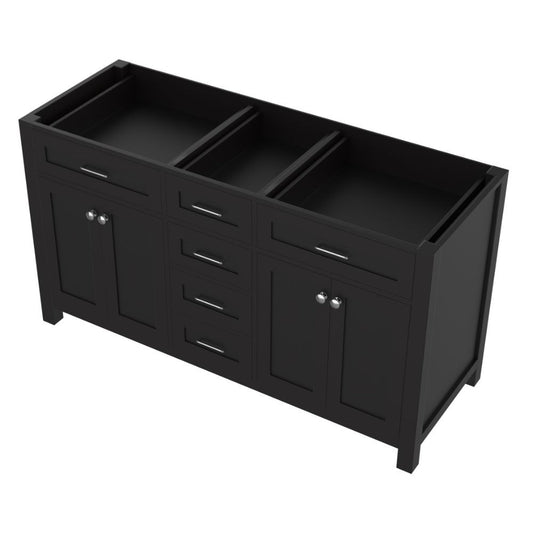 Alya Bath Norwalk 60" Double Espresso Freestanding  Bathroom Vanity  With Brushed Nickel Edge Handles - HE-101-60D-E - Backyard Provider