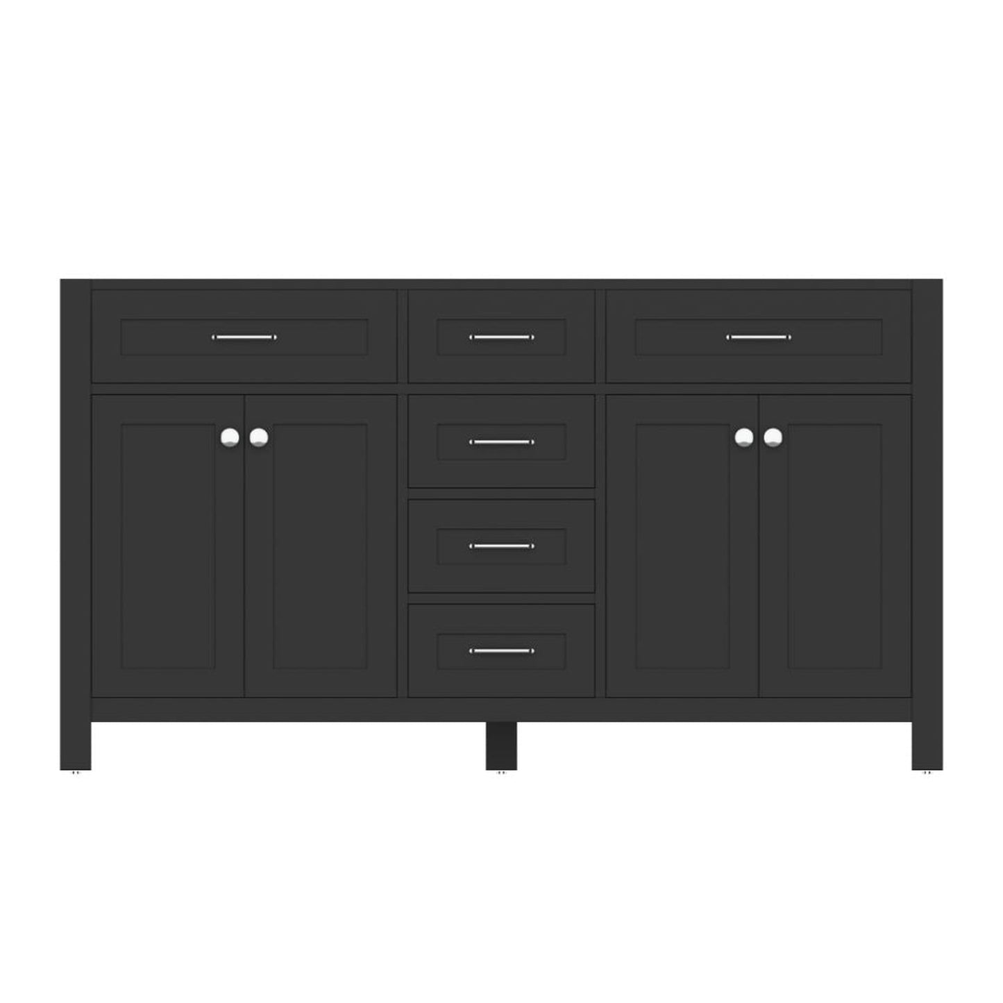Alya Bath Norwalk 60" Double Espresso Freestanding  Bathroom Vanity  With Brushed Nickel Edge Handles - HE-101-60D-E - Backyard Provider