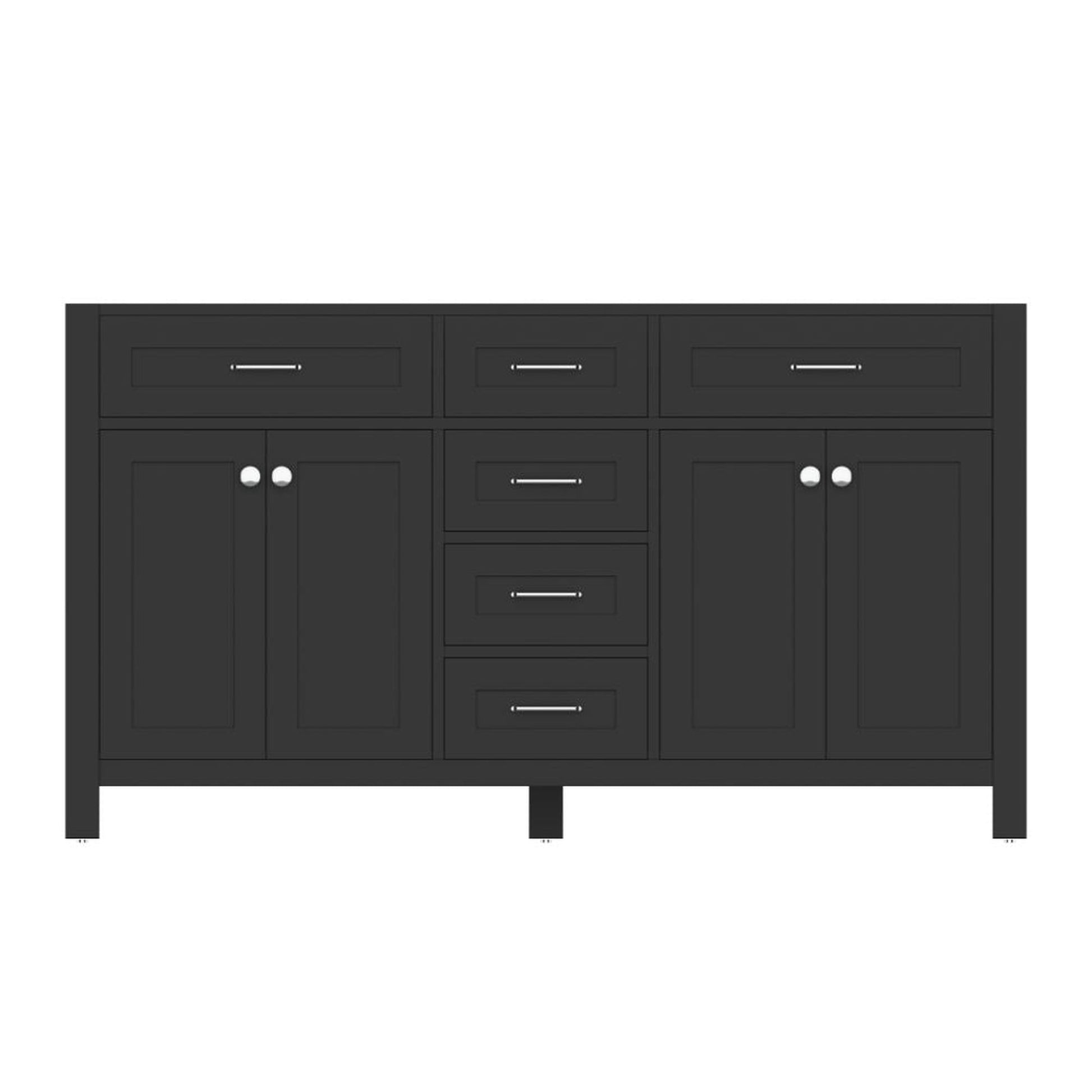 Alya Bath Norwalk 60" Double Espresso Freestanding  Bathroom Vanity  With Brushed Nickel Edge Handles - HE-101-60D-E - Backyard Provider
