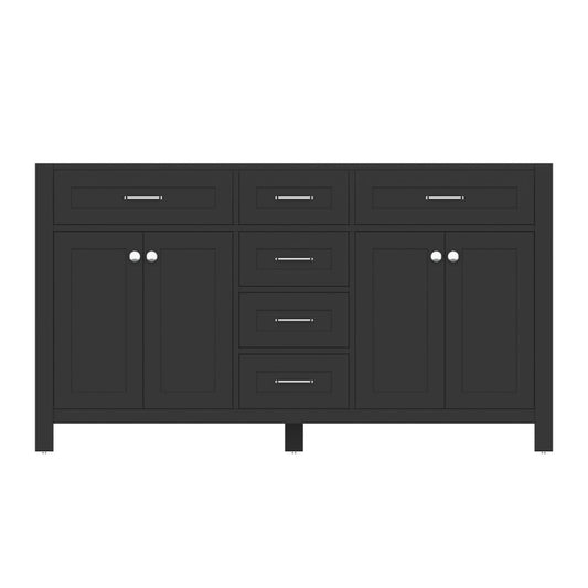 Alya Bath Norwalk 60" Double Espresso Freestanding  Bathroom Vanity  With Brushed Nickel Edge Handles - HE-101-60D-E - Backyard Provider