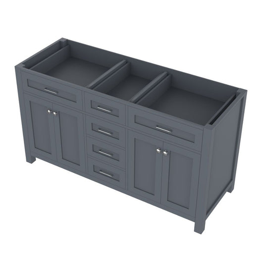 Alya Bath Norwalk 60" Double Gray Freestanding  Bathroom Vanity  With Brushed Nickel Edge Handles - HE-101-60D-G - Backyard Provider