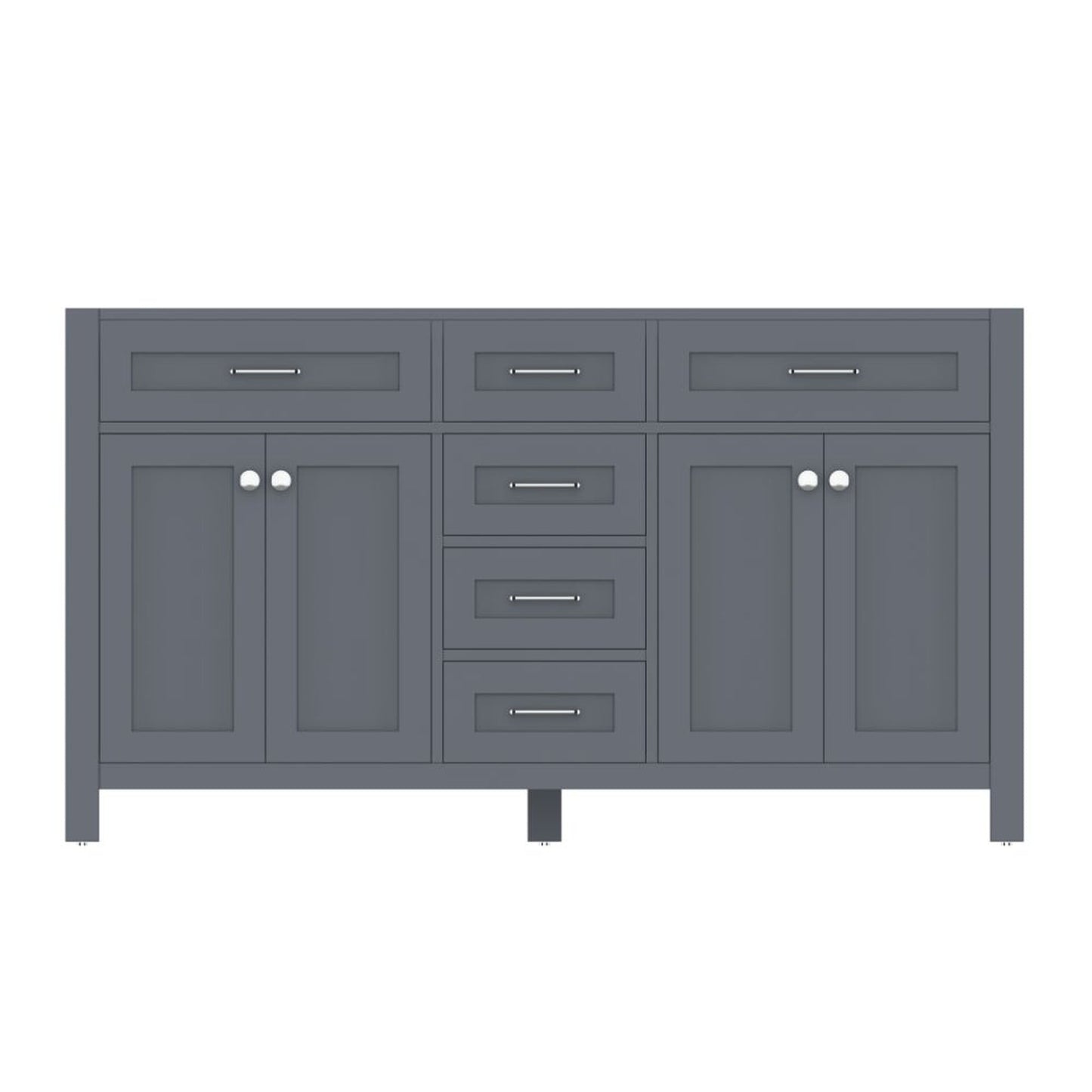 Alya Bath Norwalk 60" Double Gray Freestanding  Bathroom Vanity  With Brushed Nickel Edge Handles - HE-101-60D-G - Backyard Provider