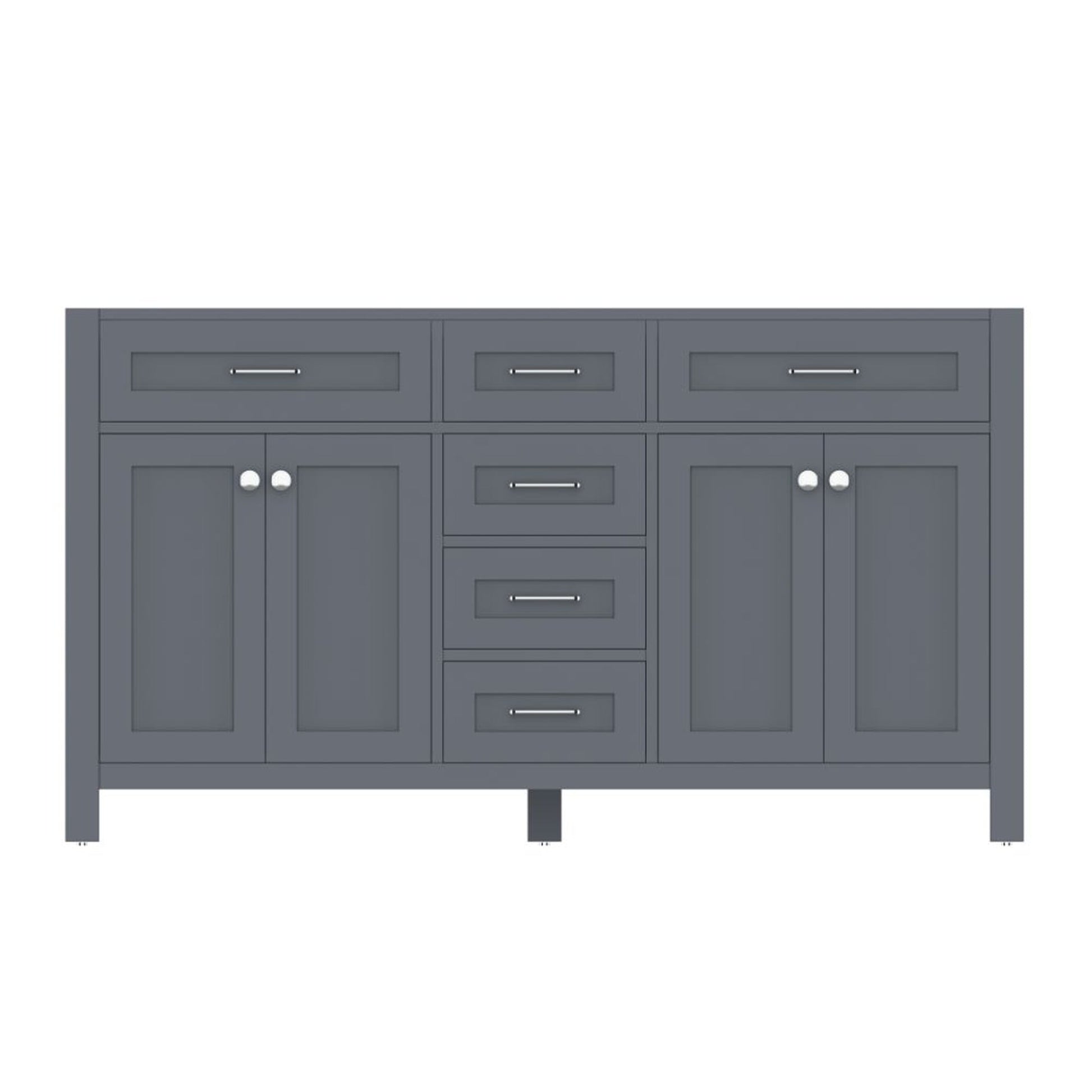 Alya Bath Norwalk 60" Double Gray Freestanding  Bathroom Vanity  With Brushed Nickel Edge Handles - HE-101-60D-G - Backyard Provider