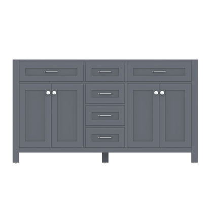 Alya Bath Norwalk 60" Double Gray Freestanding  Bathroom Vanity  With Brushed Nickel Edge Handles - HE-101-60D-G - Backyard Provider