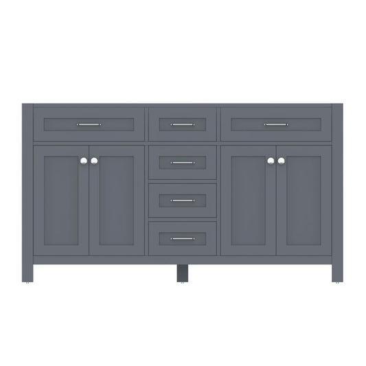 Alya Bath Norwalk 60" Double Gray Freestanding  Bathroom Vanity  With Brushed Nickel Edge Handles - HE-101-60D-G - Backyard Provider