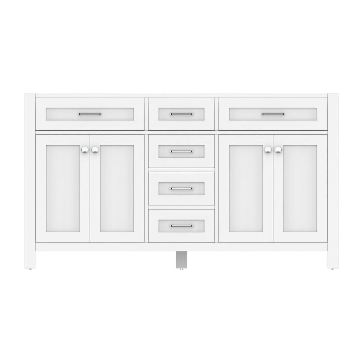 Alya Bath Norwalk 60" Double White Freestanding  Bathroom Vanity  With Brushed Nickel Edge Handles - HE-101-60D-W - Backyard Provider