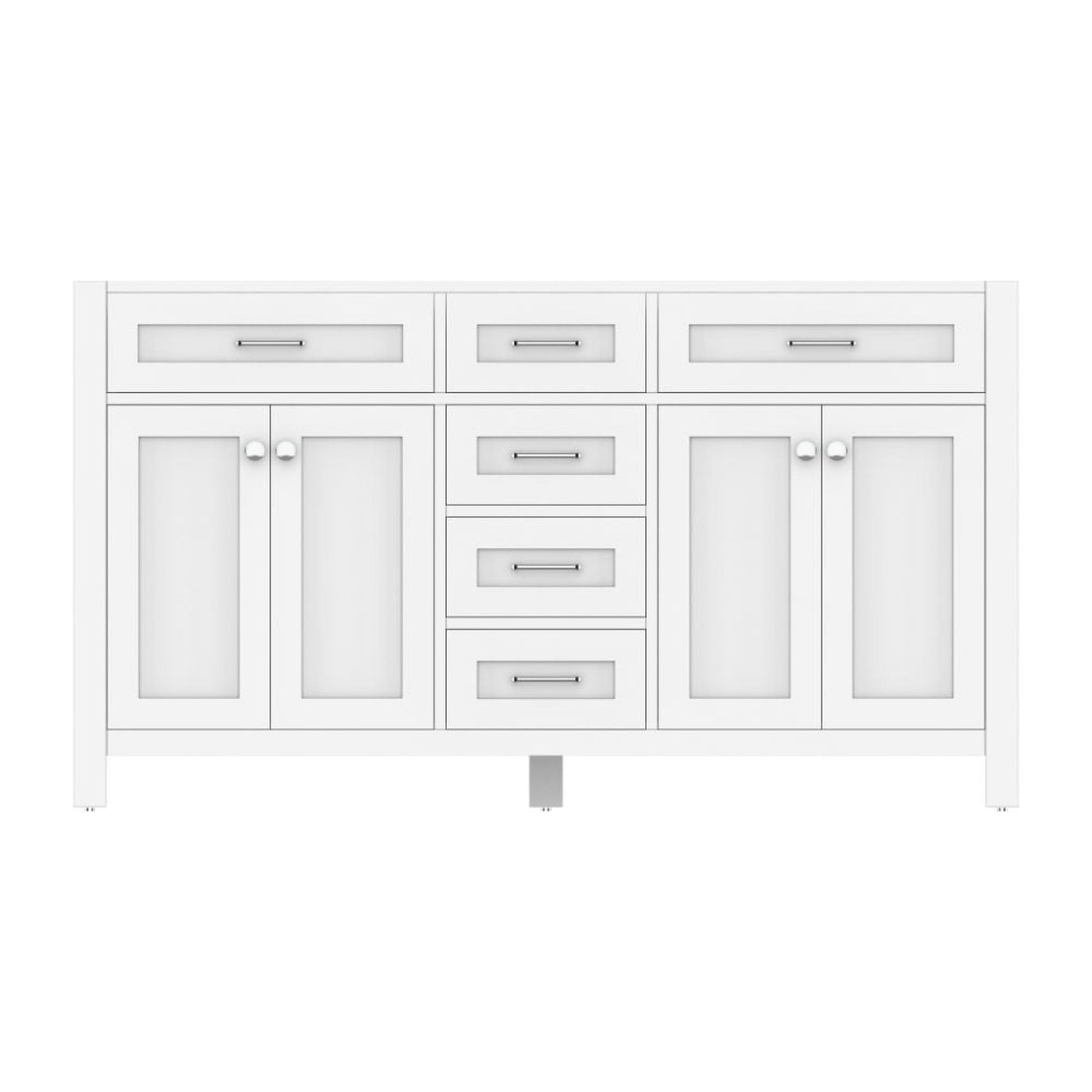 Alya Bath Norwalk 60" Double White Freestanding  Bathroom Vanity  With Brushed Nickel Edge Handles - HE-101-60D-W - Backyard Provider