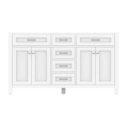 Alya Bath Norwalk 60" Double White Freestanding  Bathroom Vanity  With Brushed Nickel Edge Handles - HE-101-60D-W - Backyard Provider